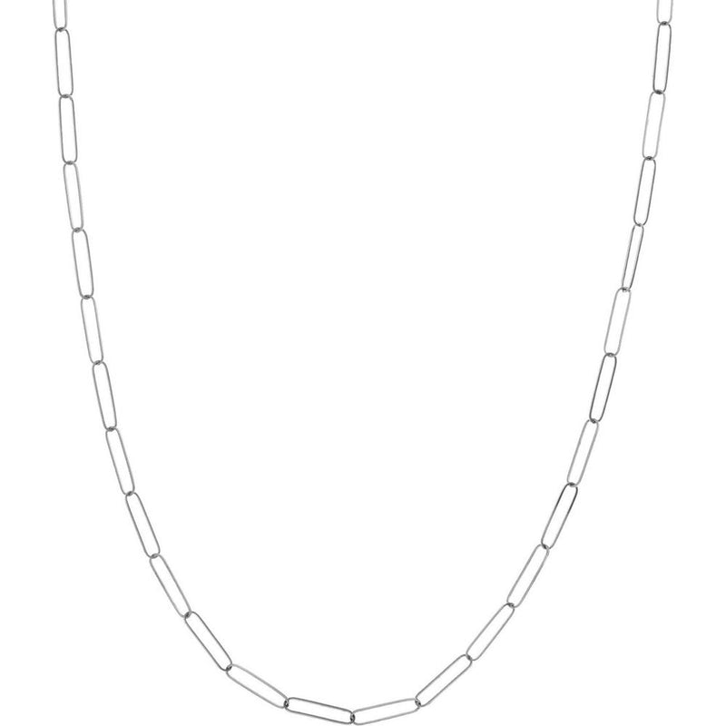 Olas d'Oro - 14K White Gold 18" Paper Clip Chain Necklace with Pear Lobster Clasp