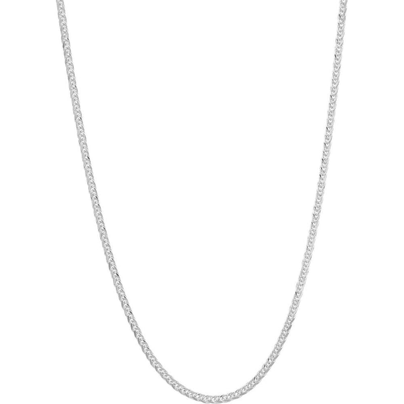 Olas d'Oro - 14K White Gold 18" Square Wheat Chain Necklace with Lobster Lock - 3.51 Grams