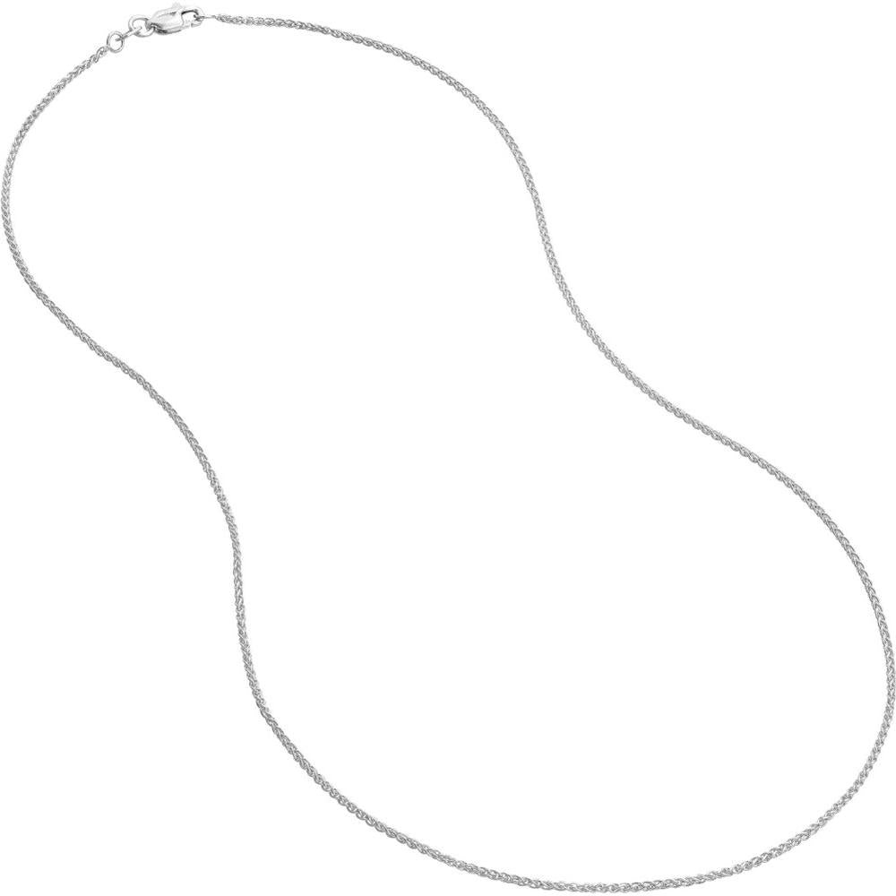 Olas d'Oro - 14K White Gold 18" Wheat Chain Necklace with Lobster Lock - 2.88 Grams Total Weight