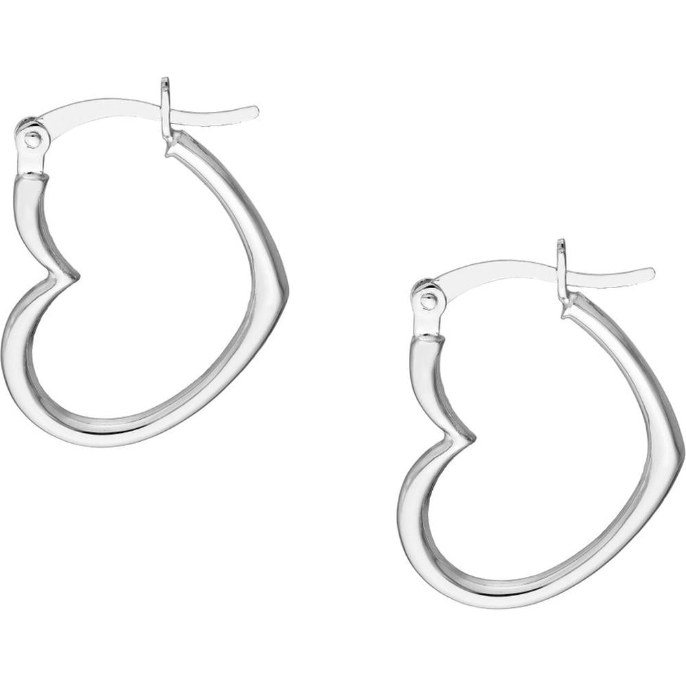 Olas d'Oro - 14K White Gold 19mm Tilted Heart Hoop Earrings 1.10 Grams Total Weight