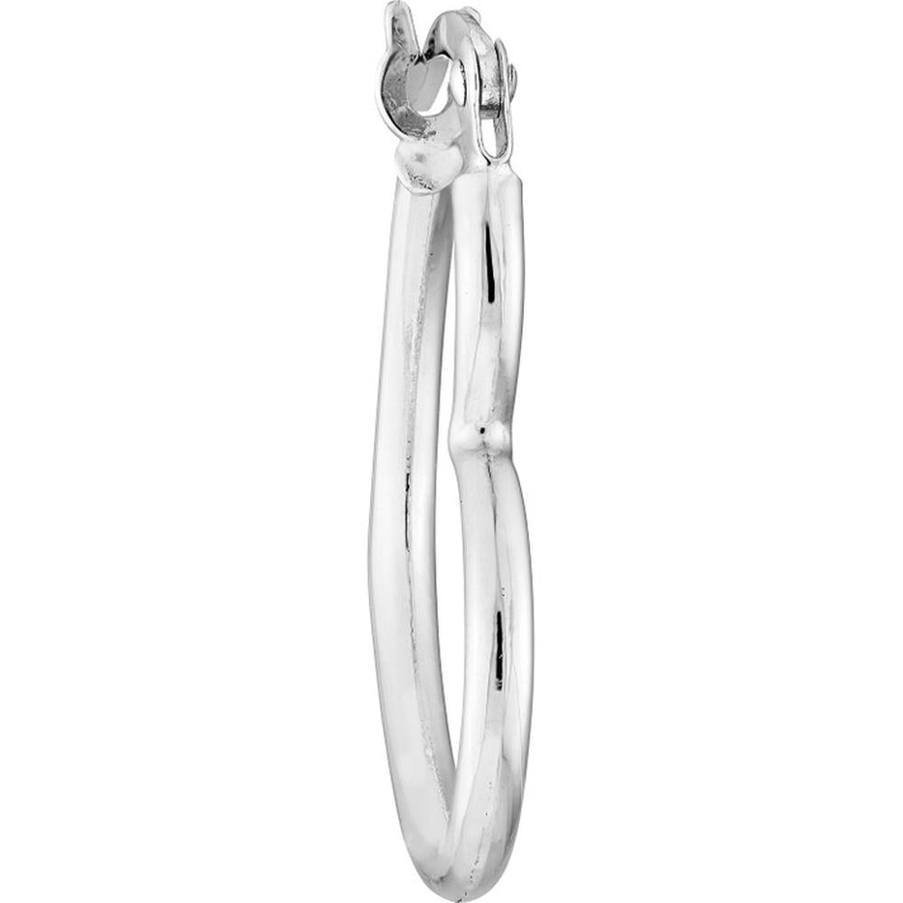 Olas d'Oro - 14K White Gold 19mm Tilted Heart Hoop Earrings 1.10 Grams Total Weight
