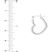 Olas d'Oro - 14K White Gold 19mm Tilted Heart Hoop Earrings 1.10 Grams Total Weight