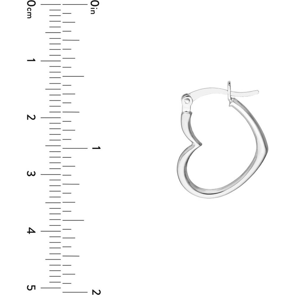 Olas d'Oro - 14K White Gold 19mm Tilted Heart Hoop Earrings 1.10 Grams Total Weight