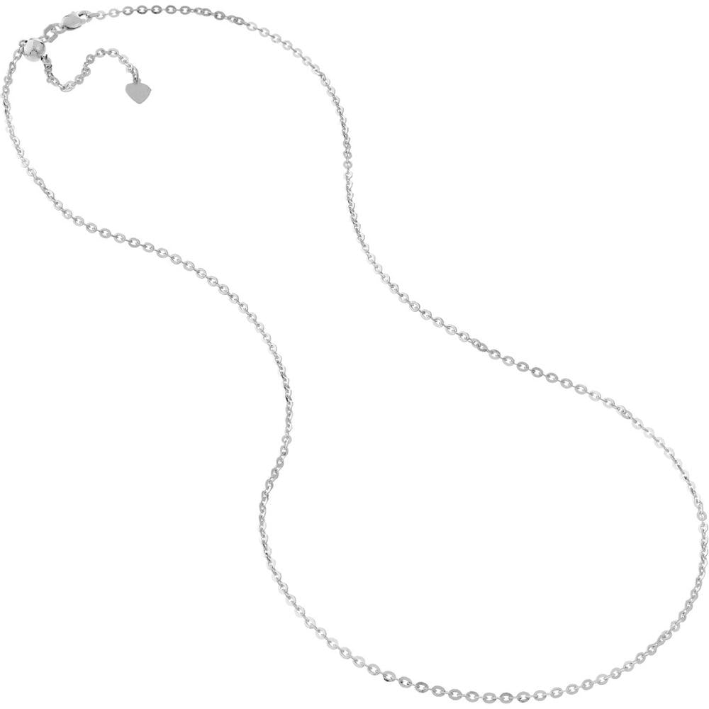 Olas d'Oro - 14K White Gold 2.1mm Diamond-Cut Brill Cable Chain Necklace with Slider Bead - 22" Length