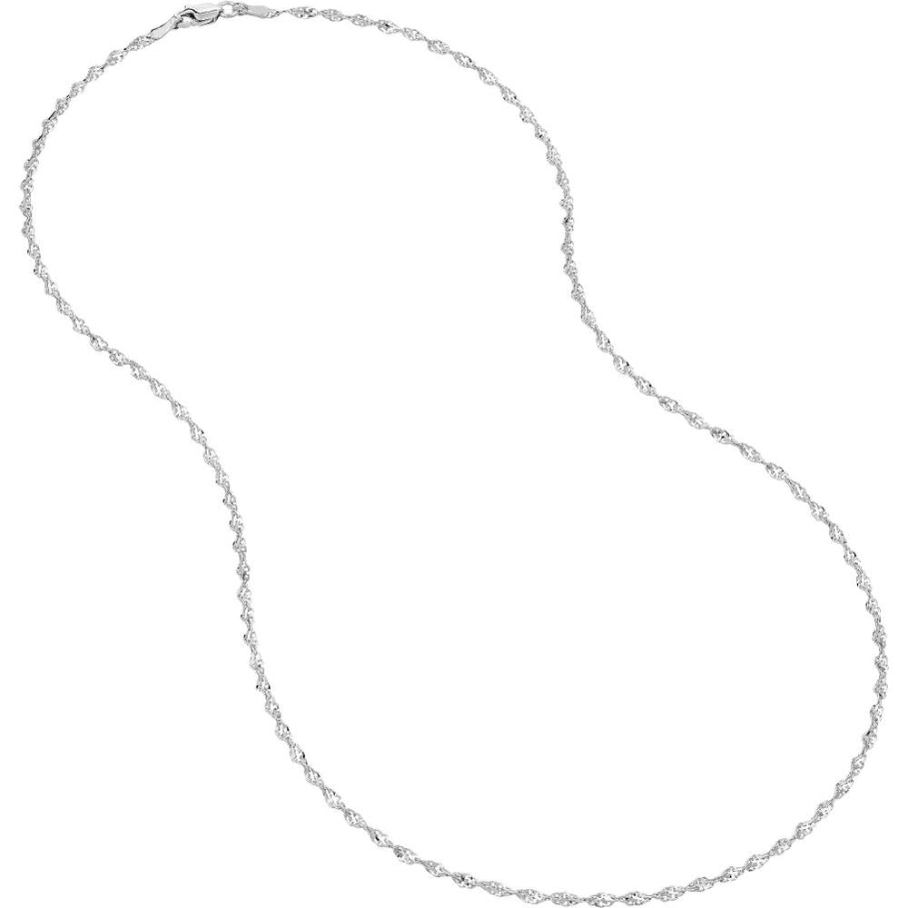 Olas d'Oro - 14K White Gold 2.1mm Dorica Twist Chain with Lobster Lock - 10" Choker Necklace