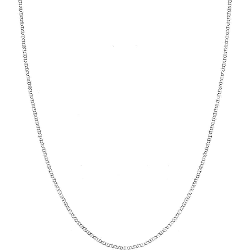 Olas d'Oro - 14K White Gold 2.20mm Flat Mariner Chain - 16" Necklace with Lobster Lock
