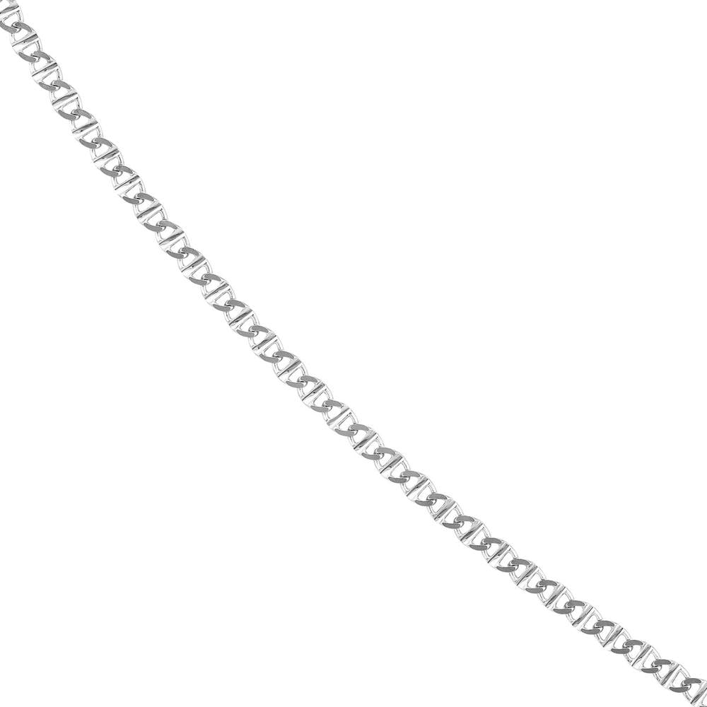 Olas d'Oro - 14K White Gold 2.20mm Flat Mariner Necklace with Pear-Shaped Lobster Clasp - 20" Length