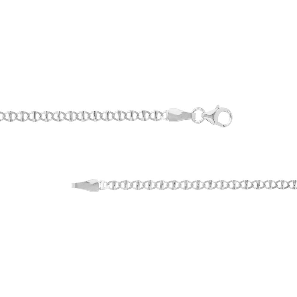 Olas d'Oro - 14K White Gold 2.20mm Flat Mariner Necklace with Pear-Shaped Lobster Clasp - 20" Length