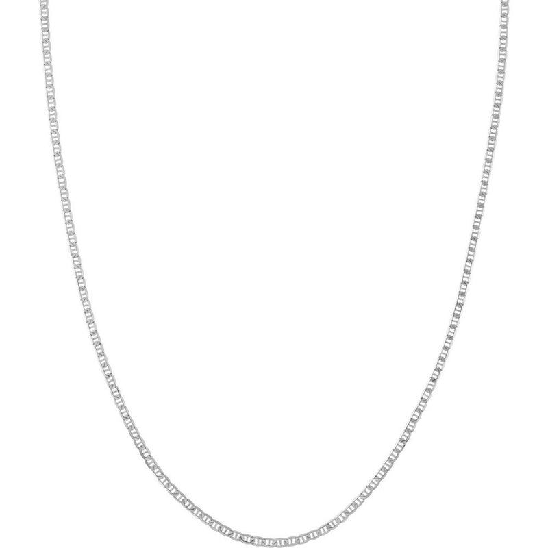 Olas d'Oro - 14K White Gold 2.30mm Mariner Chain Necklace with Lobster Lock - 22" Length
