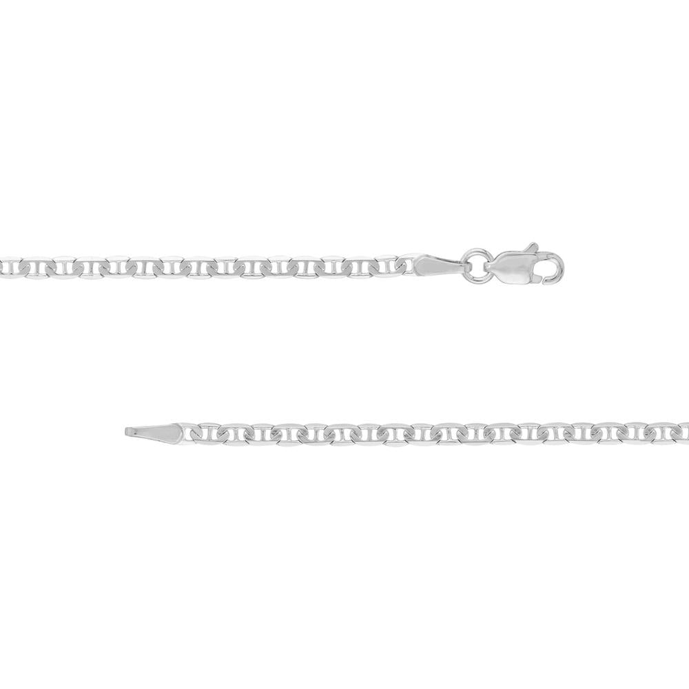 Olas d'Oro - 14K White Gold 2.30mm Mariner Chain Necklace with Lobster Lock - 22" Length