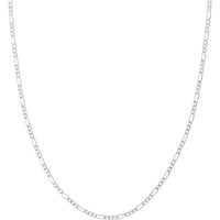 Olas d'Oro - 14K White Gold 2.35mm Concave Figaro Chain Necklace - 16 inches - Artisan Crafted