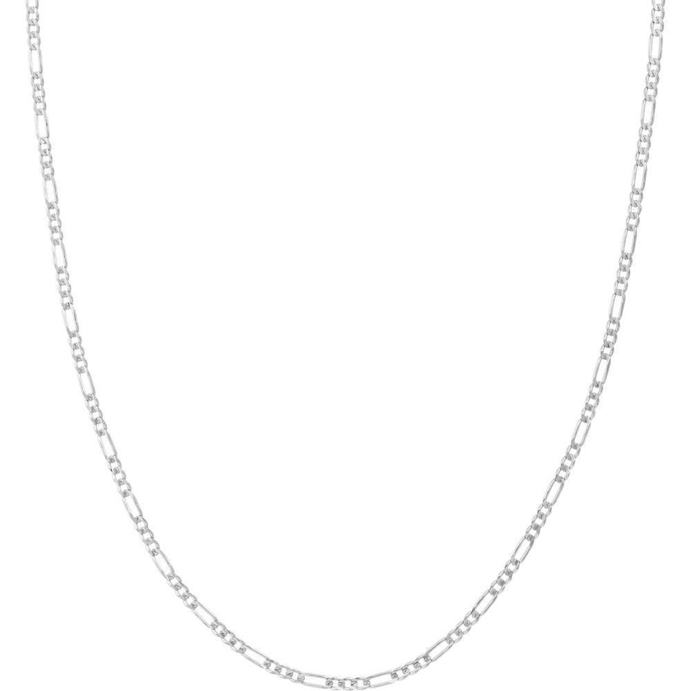 Olas d'Oro - 14K White Gold 2.35mm Concave Figaro Chain Necklace - 16 inches - Artisan Crafted