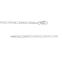 Olas d'Oro - 14K White Gold 2.35mm Concave Figaro Chain Necklace - 16 inches - Artisan Crafted