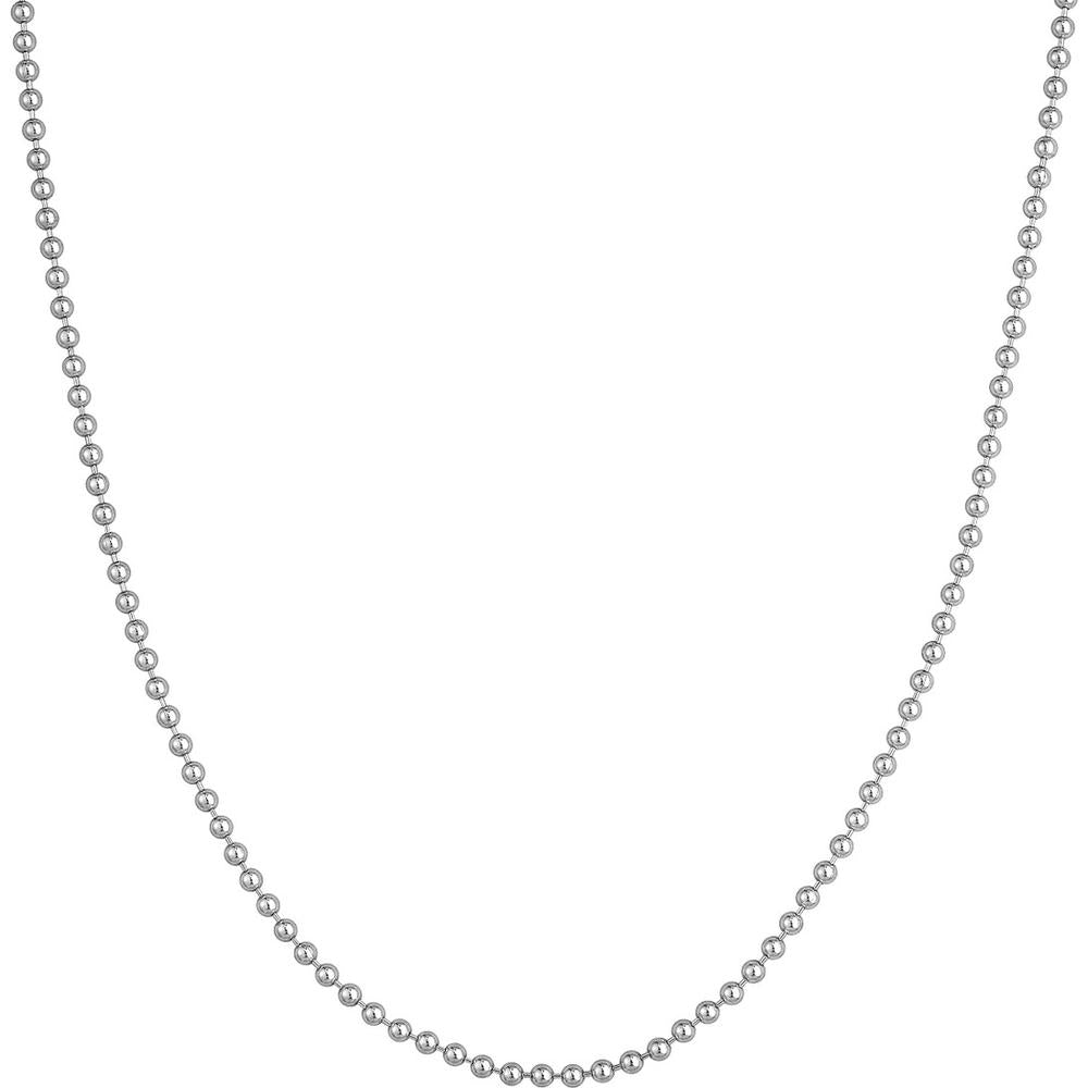 Olas d'Oro - 14K White Gold 2.5mm Bead Chain Necklace with Lobster Lock - 20 Inches