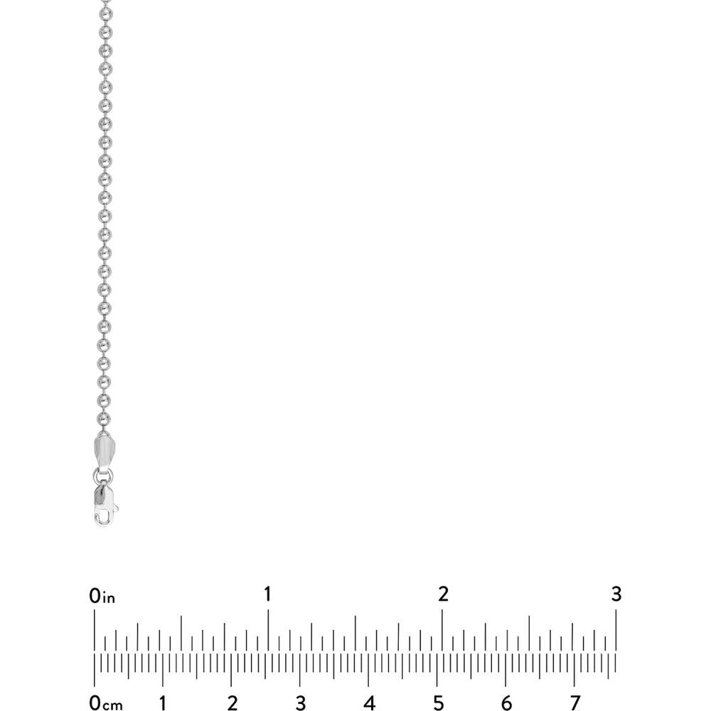 Olas d'Oro - 14K White Gold 2.5mm Bead Chain Necklace with Lobster Lock 24" Length 13.25 grams