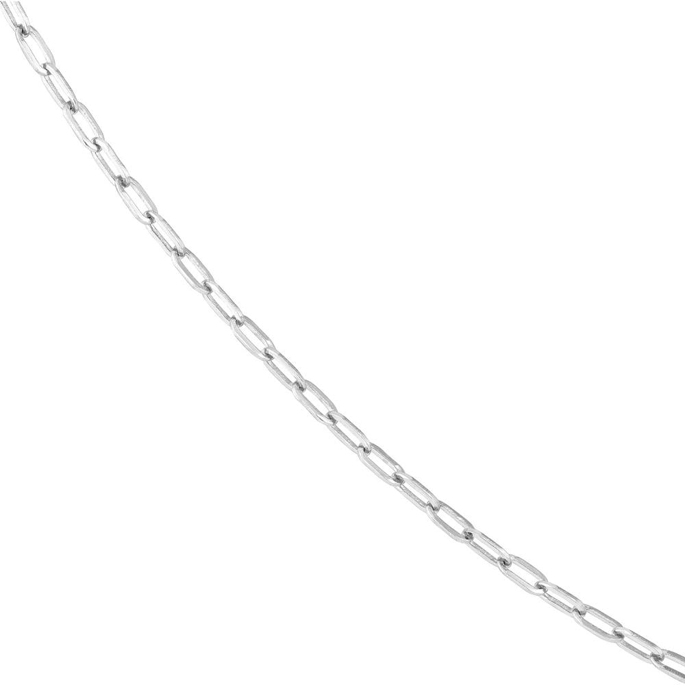 Olas d'Oro - 14K White Gold 2.5mm Paper Clip Chain with Pear Shape Lobster Clasp - 3.45 Grams