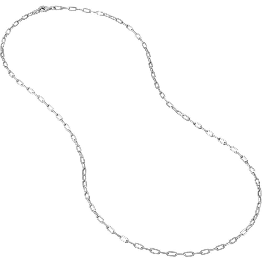 Olas d'Oro - 14K White Gold 2.5mm Paper Clip Chain with Pear Shape Lobster Clasp - 3.45 Grams