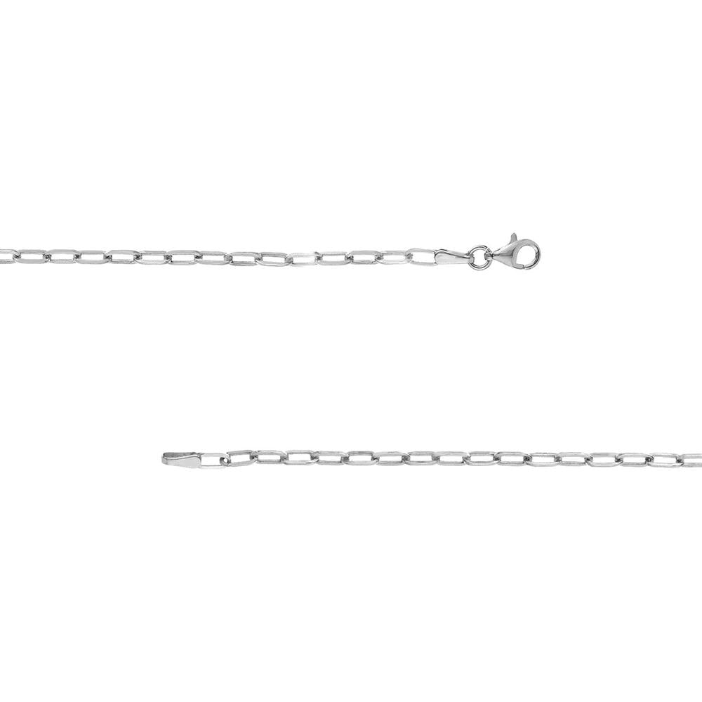 Olas d'Oro - 14K White Gold 2.5mm Paper Clip Chain with Pear Shape Lobster Clasp - 3.45 Grams