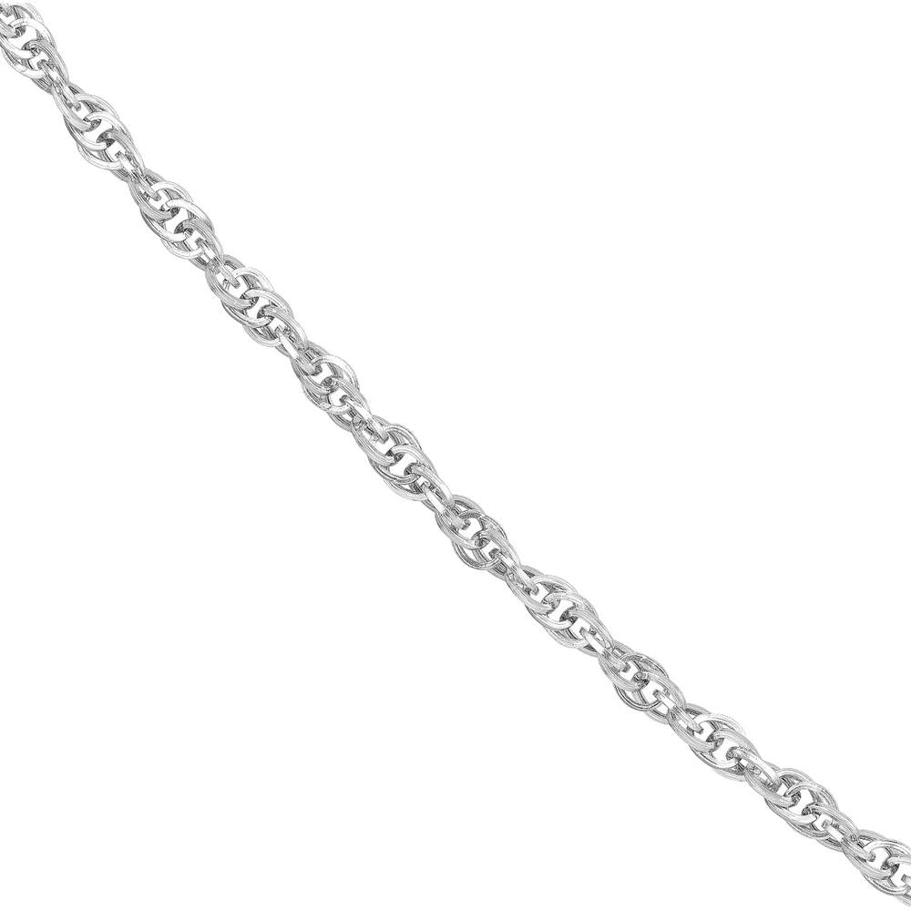 Olas d'Oro - 14K White Gold 2.6mm Designer Rope Chain Necklace with Lobster Lock - 18" Length