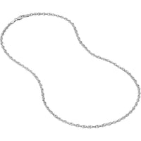Olas d'Oro - 14K White Gold 2.6mm Designer Rope Chain Necklace with Lobster Lock - 18" Length