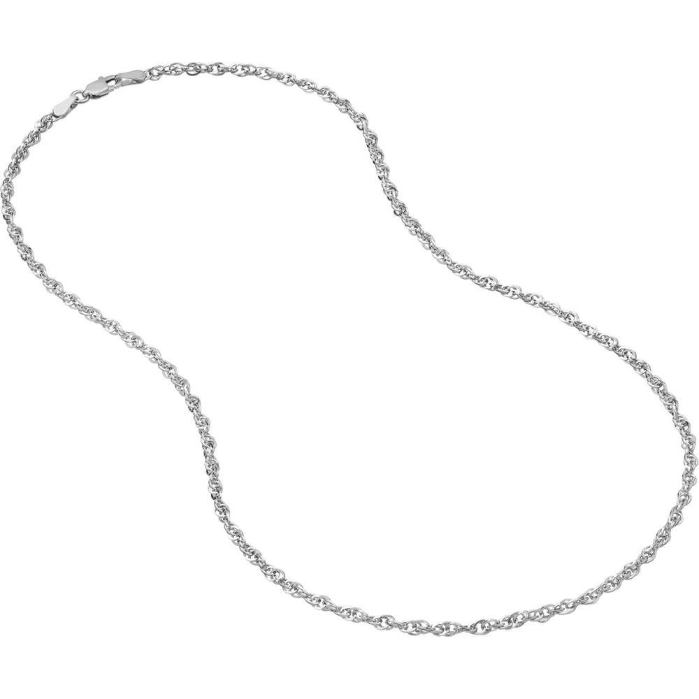 Olas d'Oro - 14K White Gold 2.6mm Designer Rope Chain with Lobster Lock - 20" Length