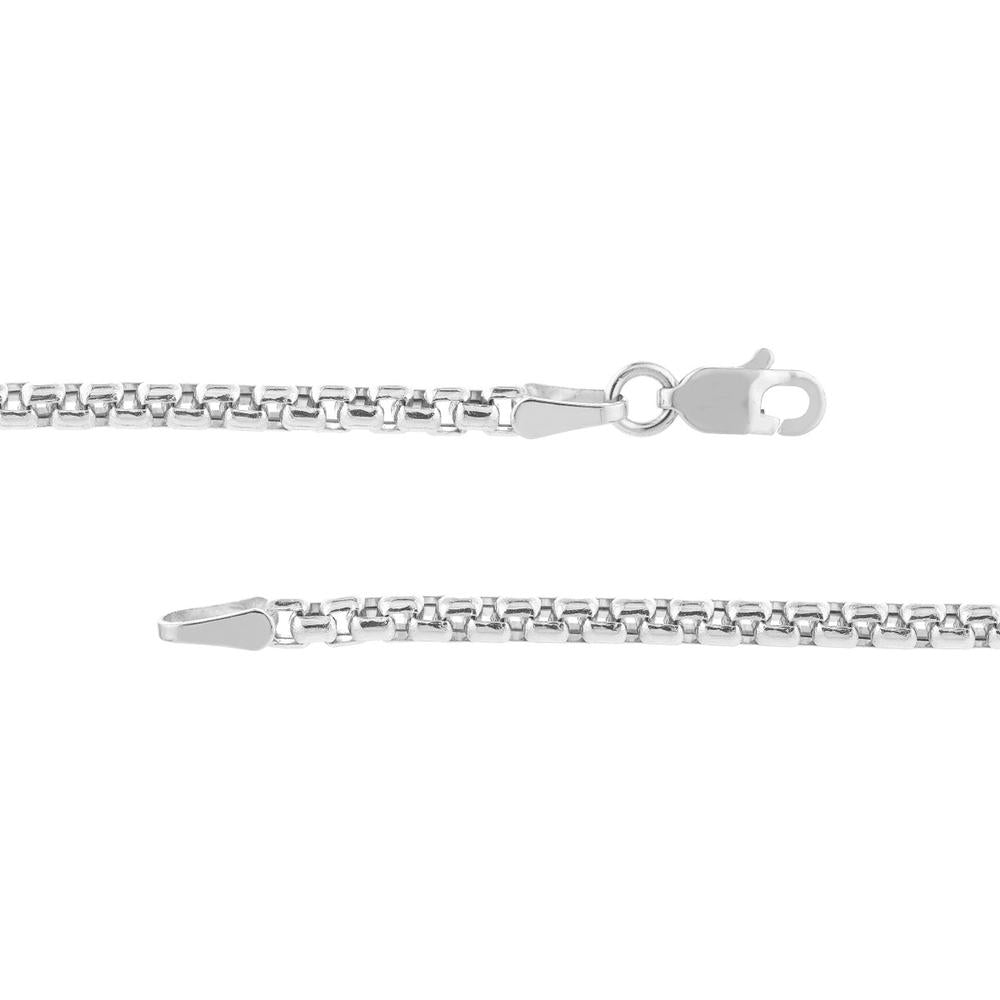 Olas d'Oro - 14K White Gold 2.6mm Hollow Round Box Chain Necklace with Lobster Lock - 30" Length
