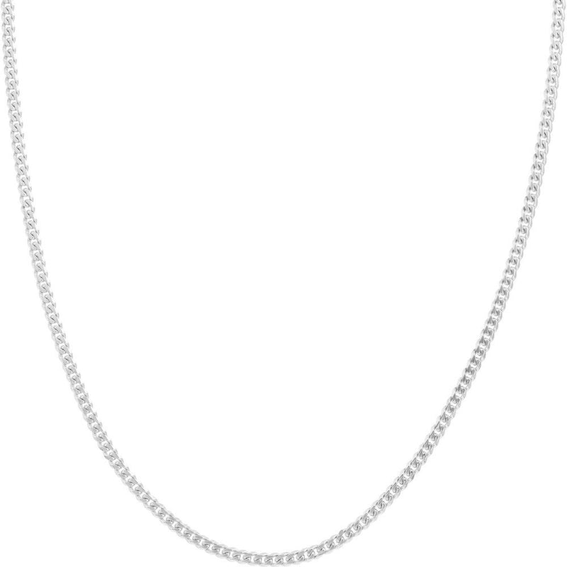 Olas d'Oro - 14K White Gold 2.7mm Curb Chain Necklace with Lobster Lock - 20"
