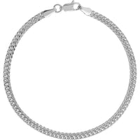 Olas d'Oro - 14K White Gold 2-Row Hollow Wheat Chain Bracelet - 2.31 Grams
