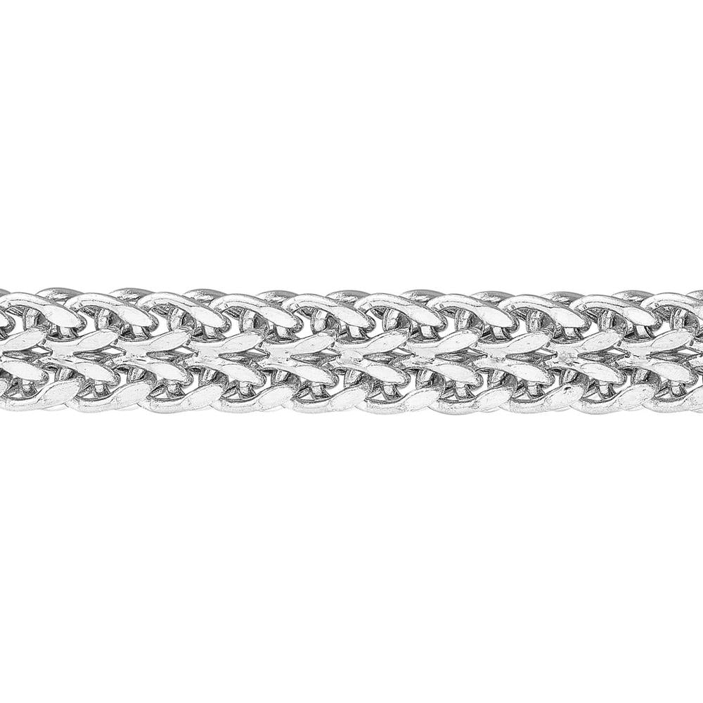 Olas d'Oro - 14K White Gold 2-Row Hollow Wheat Chain Bracelet - 2.31 Grams