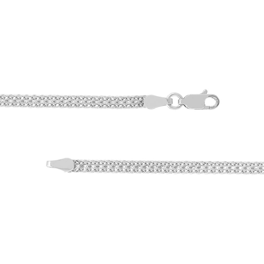 Olas d'Oro - 14K White Gold 2-Row Hollow Wheat Chain Bracelet - 2.31 Grams