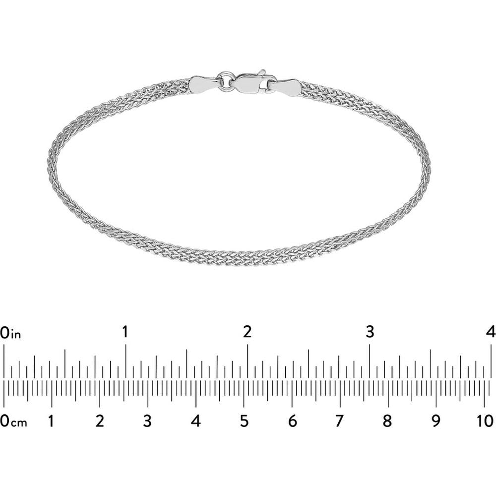 Olas d'Oro - 14K White Gold 2-Row Hollow Wheat Chain Bracelet - 2.31 Grams