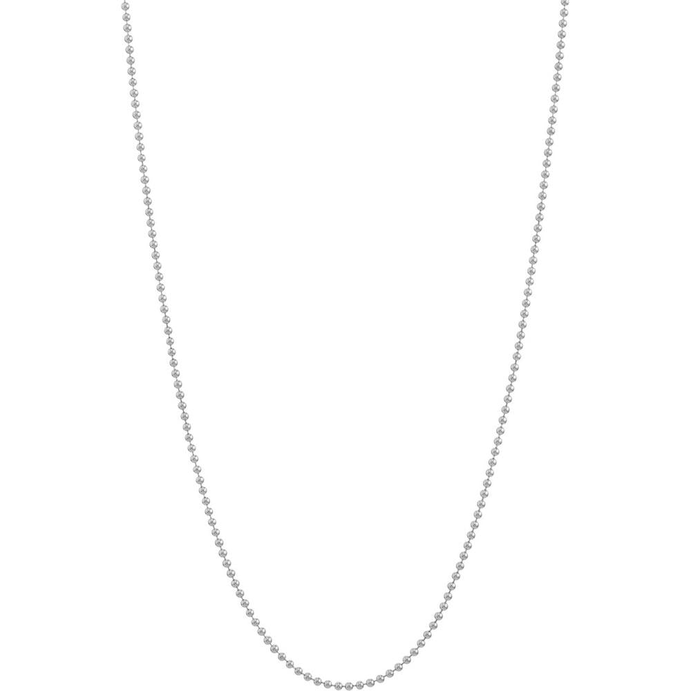 Olas d'Oro - 14K White Gold 20" Beaded Chain Necklace with Lobster Clasp - 1.00mm Bead Width