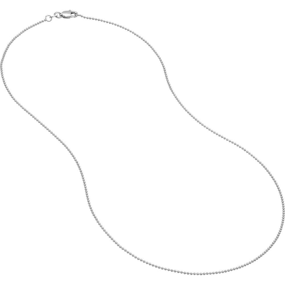 Olas d'Oro - 14K White Gold 20" Beaded Chain Necklace with Lobster Clasp - 1.00mm Bead Width