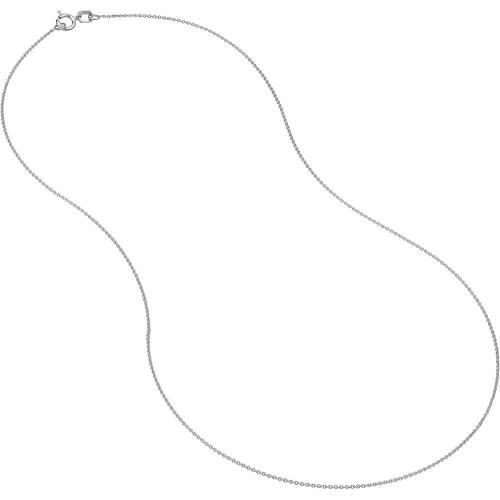 Olas d'Oro - 14K White Gold 20" Cable Link Necklace with Spring Ring Clasp 0.9mm Width