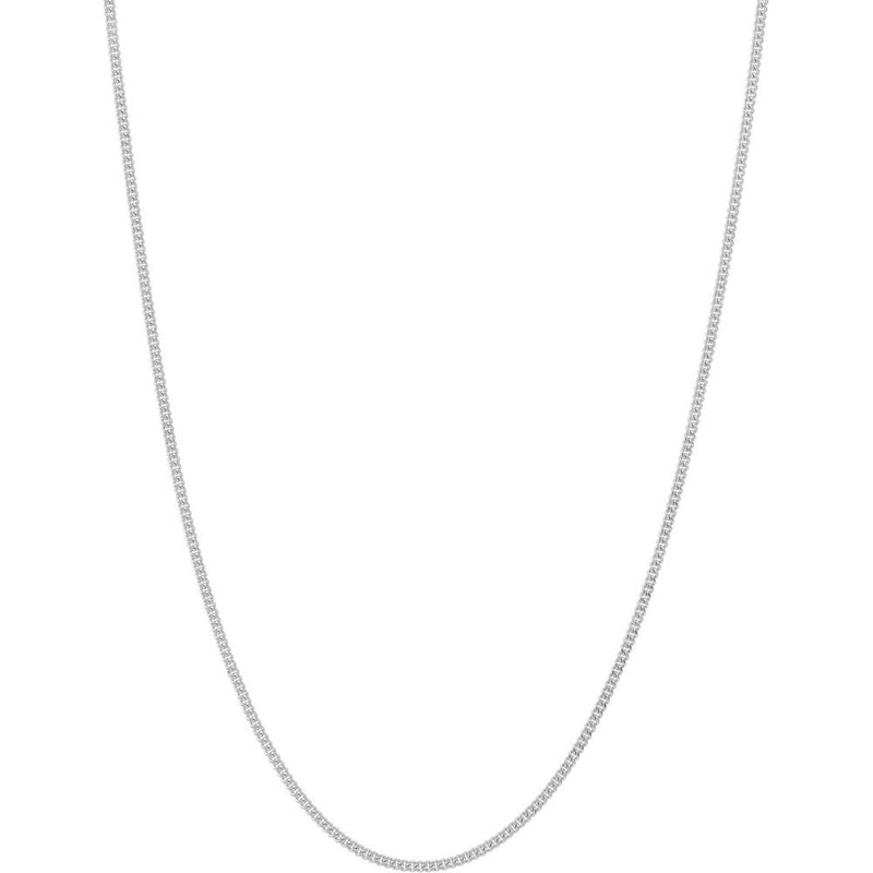 Olas d'Oro - 14K White Gold 20" Curb Chain Necklace - 0.90mm Fine Link with Spring Ring Clasp