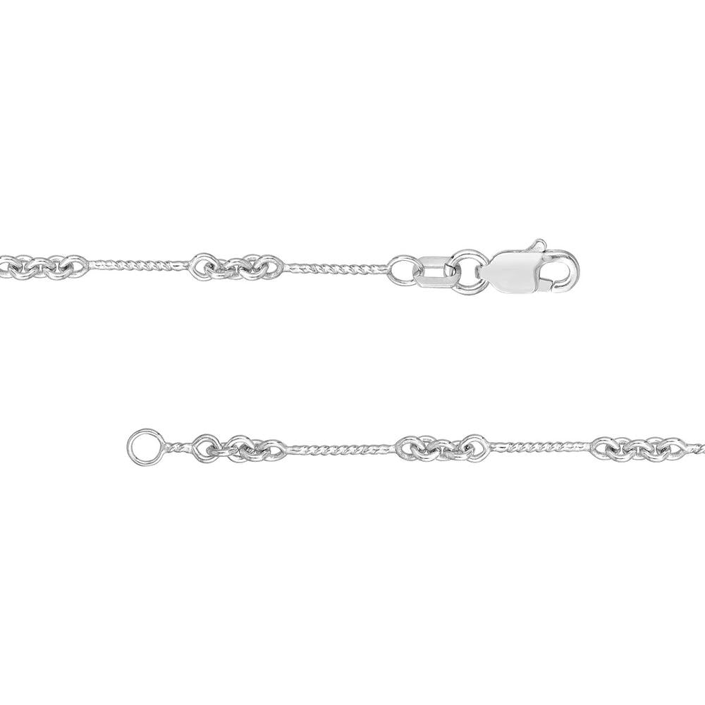 Olas d'Oro - 14K White Gold 20" Designer Twist Chain Necklace with Lobster Clasp - 0.80mm Width