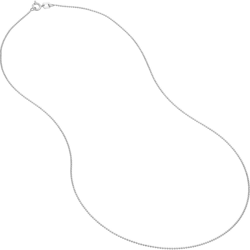 Olas d'Oro - 14K White Gold 20" Diamond-Cut Bead Chain Necklace with Spring Ring Clasp - 0.78mm Width
