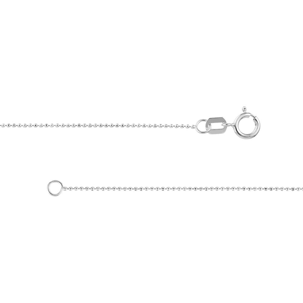 Olas d'Oro - 14K White Gold 20" Diamond-Cut Bead Chain Necklace with Spring Ring Clasp - 0.78mm Width