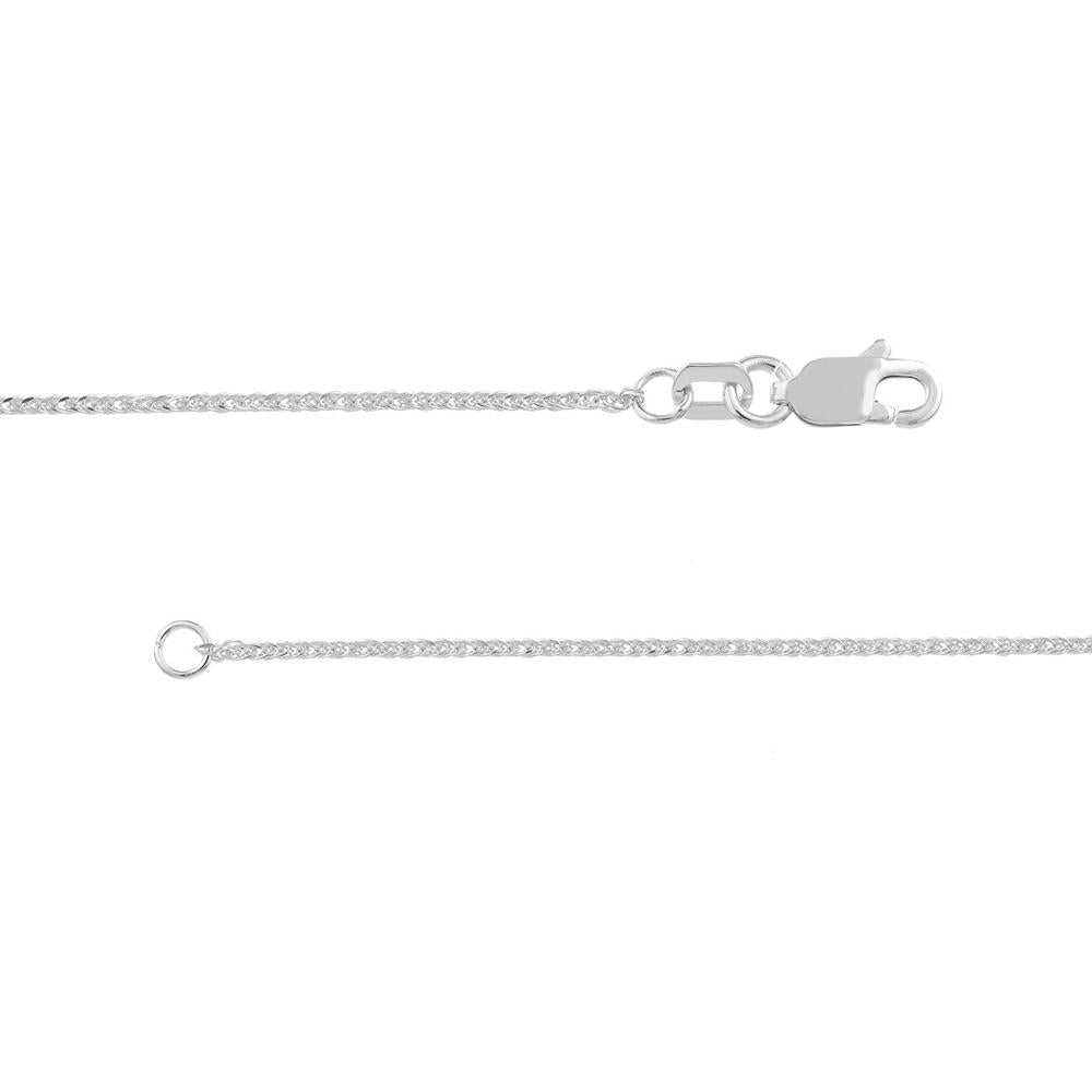 Olas d'Oro - 14K White Gold 20" Diamond-Cut Square Wheat Chain Necklace 0.85mm Width with Lobster Clasp
