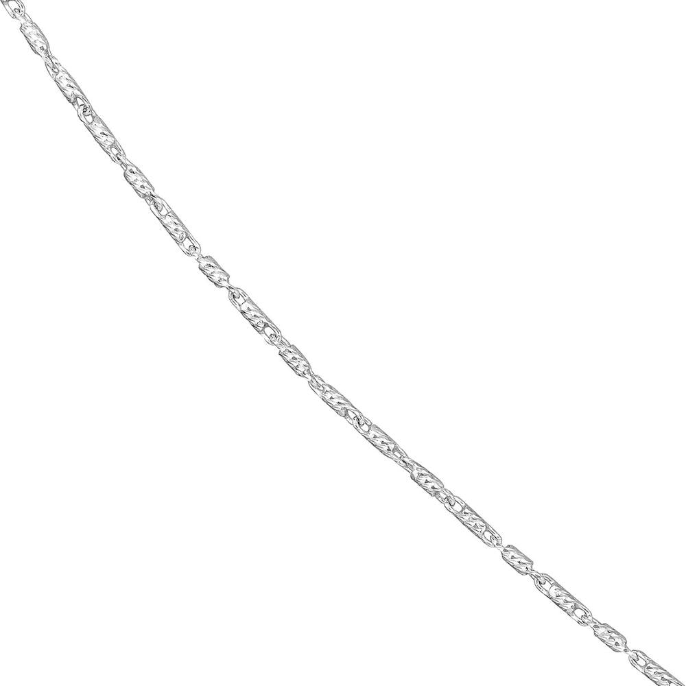 Olas d'Oro - 14K White Gold 20" Diamond-Cut Tube Bead Chain Necklace with Lobster Clasp - 0.95mm Width