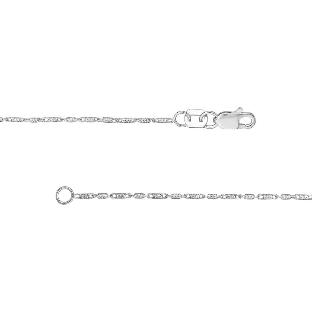 Olas d'Oro - 14K White Gold 20" Diamond-Cut Tube Bead Chain Necklace with Lobster Clasp - 0.95mm Width