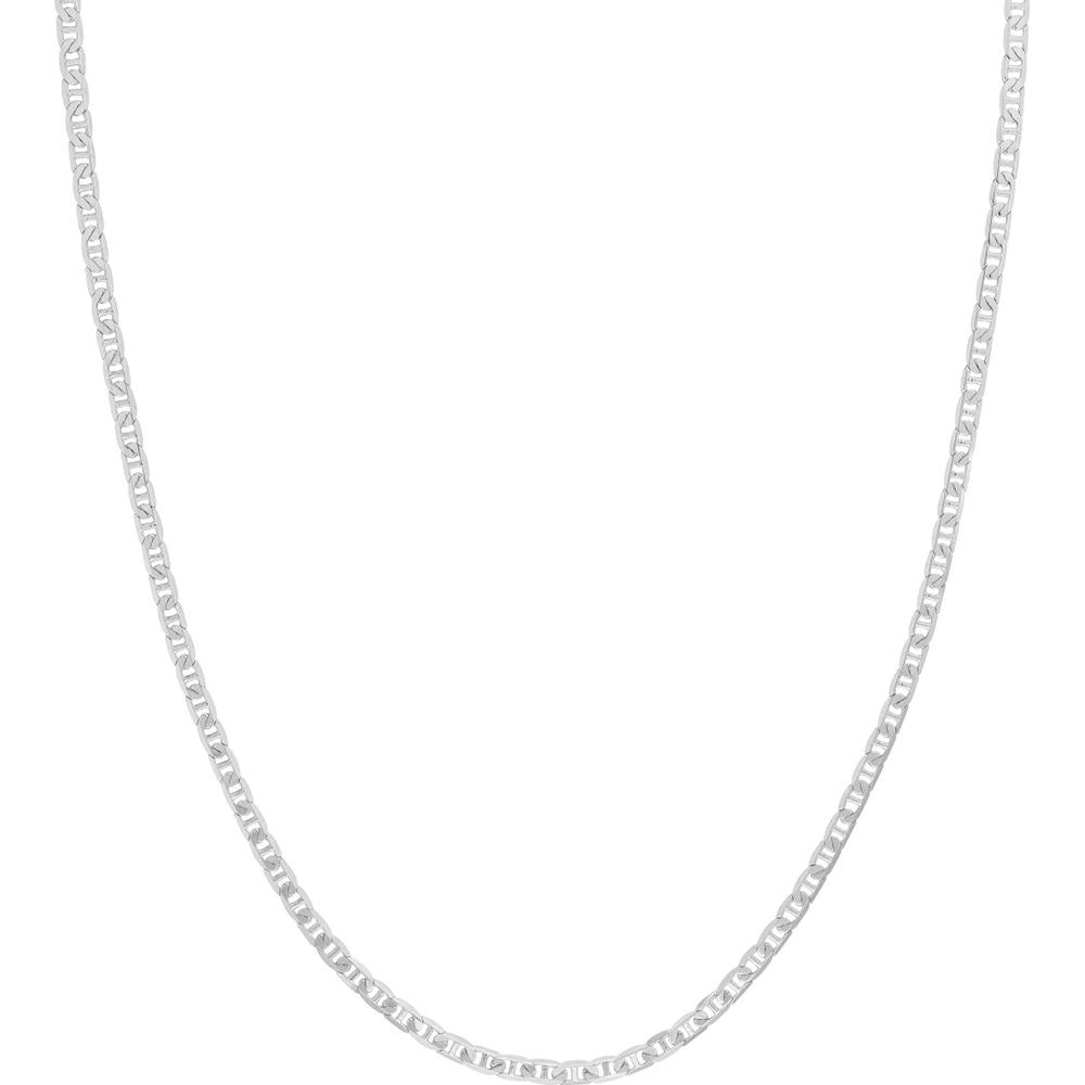 Olas d'Oro - 14K White Gold 20 Inch 3.00mm Mariner Chain Necklace with Lobster Lock - 8.89 Grams Average Weight