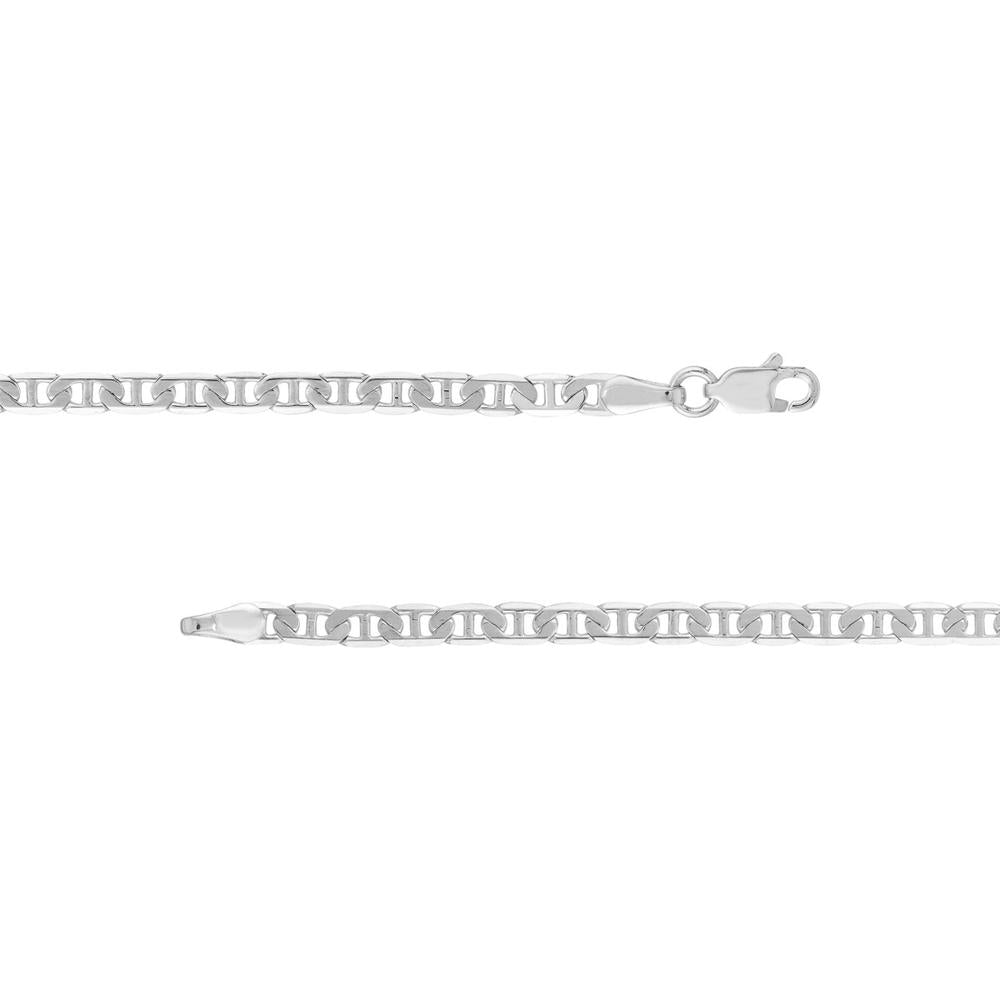 Olas d'Oro - 14K White Gold 20 Inch 3.00mm Mariner Chain Necklace with Lobster Lock - 8.89 Grams Average Weight