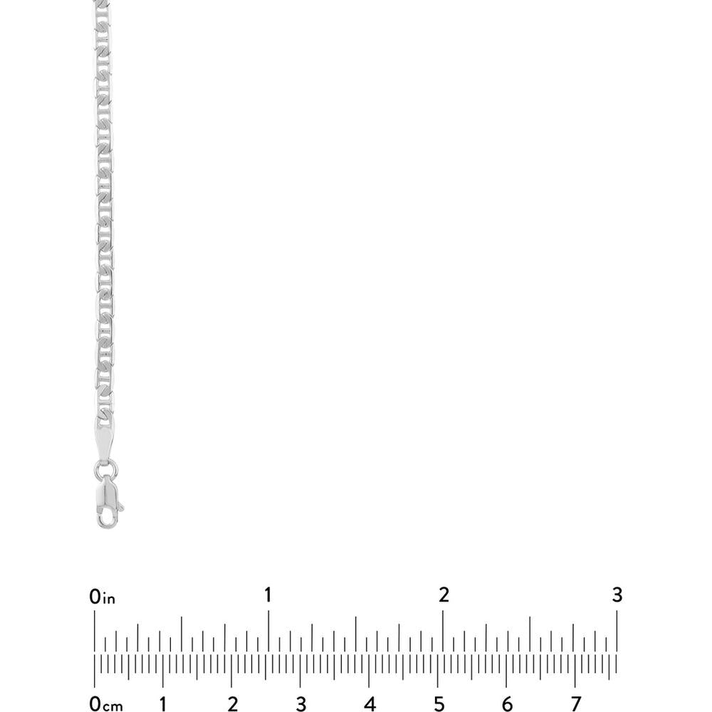 Olas d'Oro - 14K White Gold 20 Inch 3.00mm Mariner Chain Necklace with Lobster Lock - 8.89 Grams Average Weight