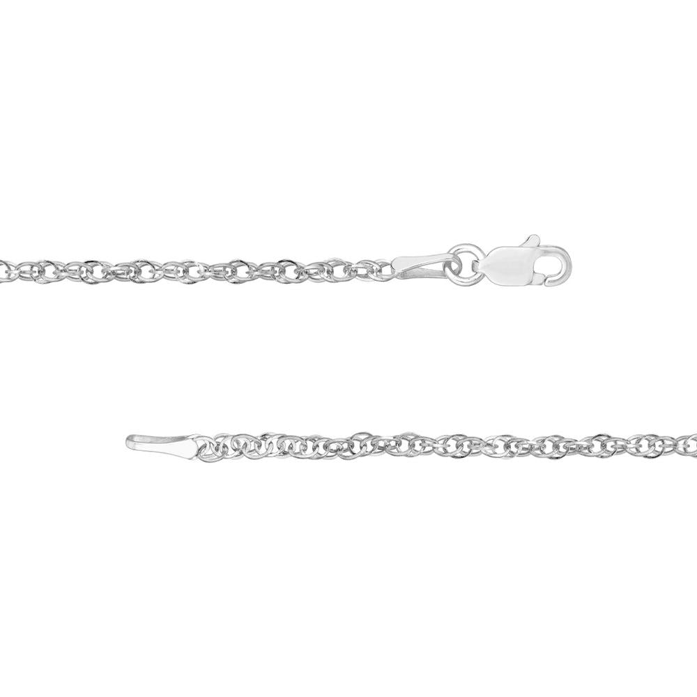 Olas d'Oro - 14K White Gold 20" Designer Rope Chain Necklace - 1.8mm Thickness, 1.83 Grams Weight