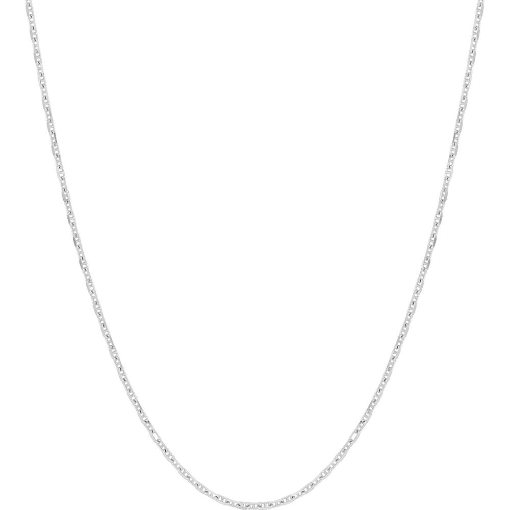 Olas d'Oro - 14K White Gold 20" Diamond-Cut Anchor Chain with Spring Ring Closure - 1.47 Grams Total Weight