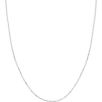 Olas d'Oro - 14K White Gold 20" Diamond-Cut Bead and Barrel Chain Necklace with Lobster Lock - 2.75 Grams