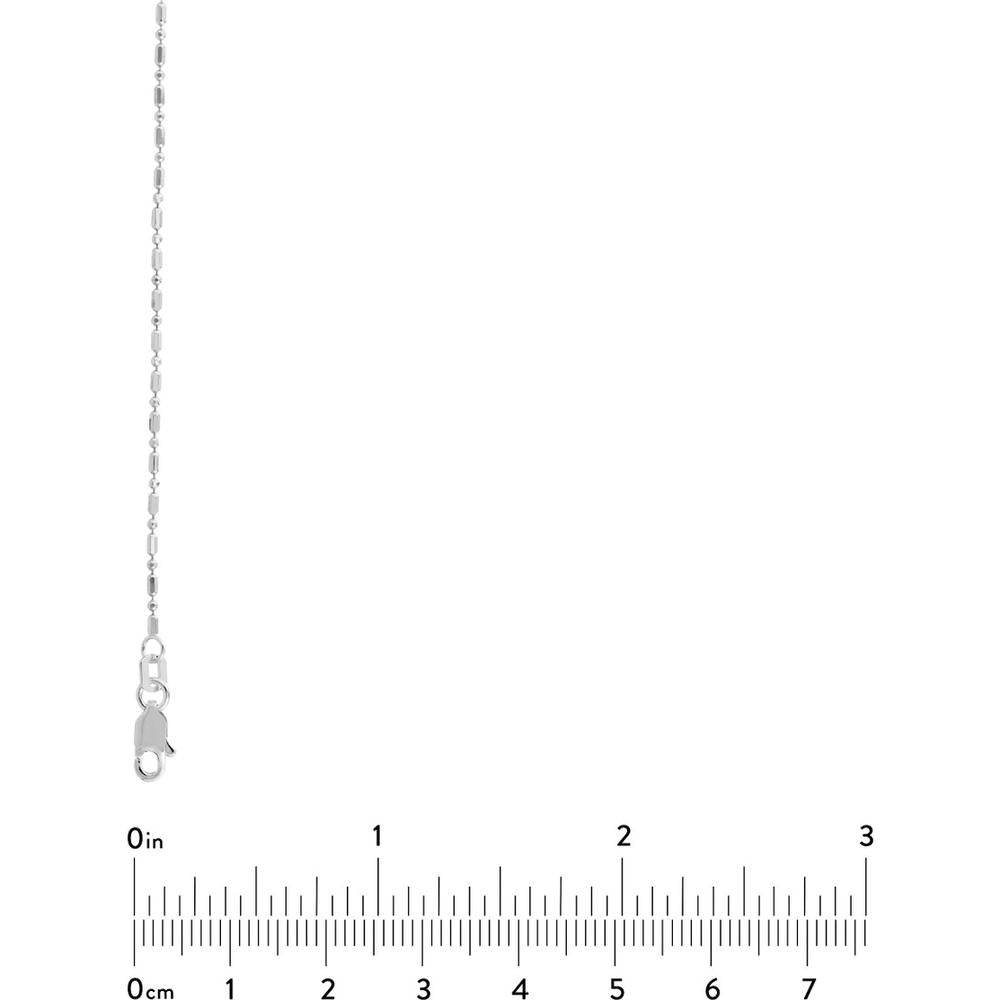 Olas d'Oro - 14K White Gold 20" Diamond-Cut Bead and Barrel Chain Necklace with Lobster Lock - 2.75 Grams