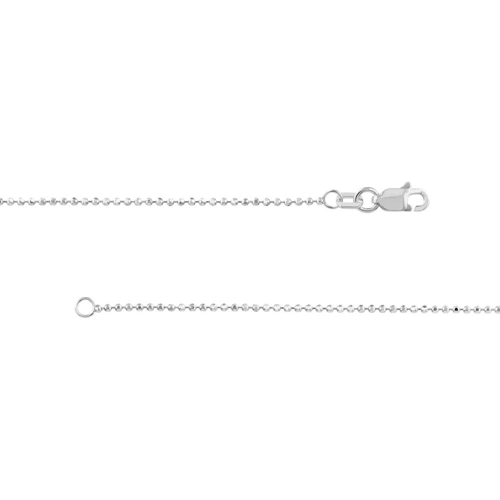 Olas d'Oro - 14K White Gold 20" Diamond-Cut Bead Chain Necklace with Lobster Lock - 2.67 Grams