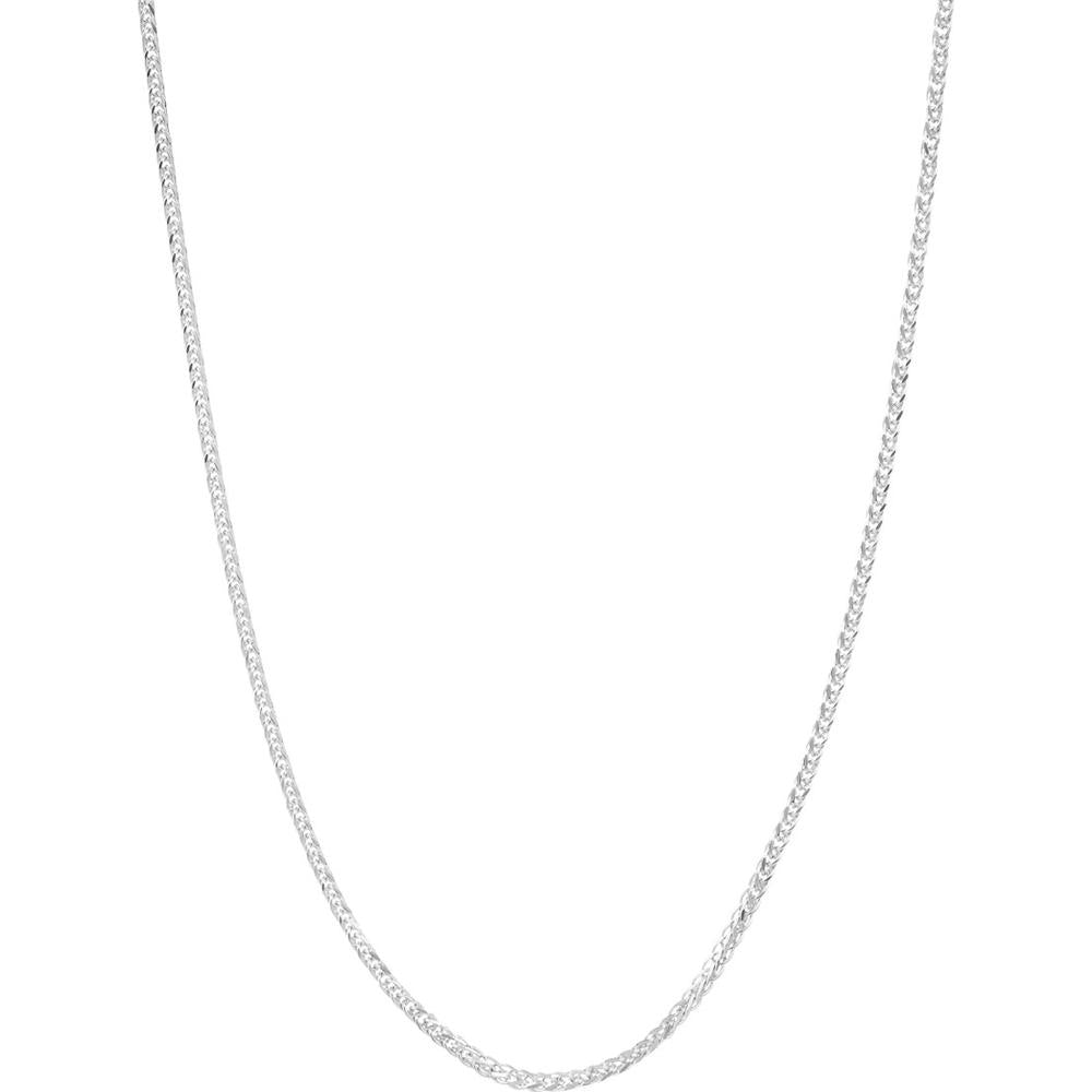 Olas d'Oro - 14K White Gold 20" Diamond-Cut Square Wheat Chain Necklace with Lobster Lock - 2.87 Grams Average Weight
